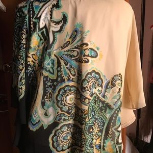 Paisley printed mesh blouse